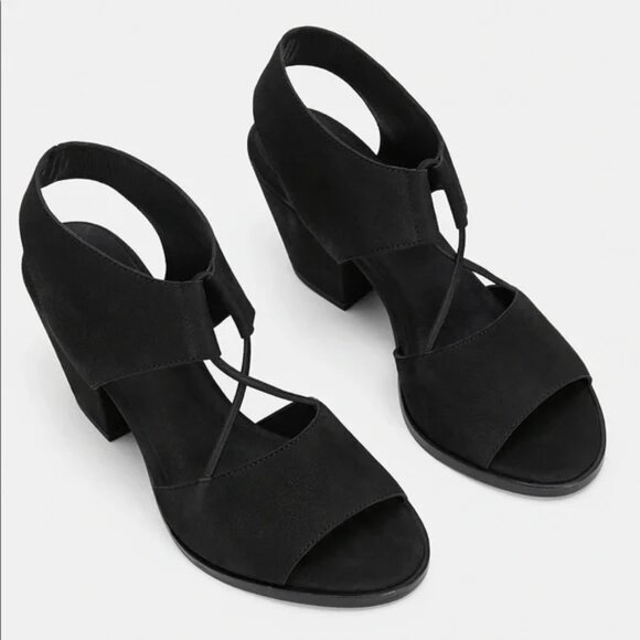 Eileen Fisher Doe Block Low-Heel Nubuck Sandals - Picture 2 of 4